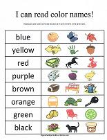 read color names worksheet