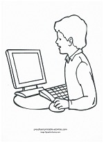 boy at computer coloring page