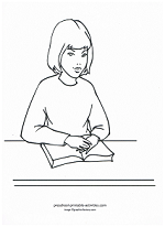 girl reading coloring page
