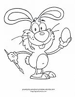 bunny painting easter eggs coloring page