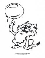cat with balloon coloring page