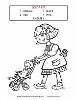 girl with baby doll coloring page