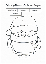 christmas penguin color by number