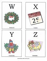 W, X, Y, Z  flashcards with christmas theme