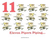 eleven pipers piping wall card