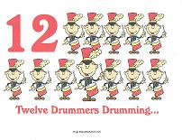 12 drummers drumming wall card