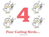 four calling birds wall card