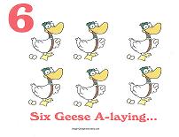 6 geese a laying wall card