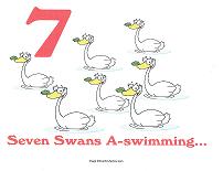 7 swans a swimming wall card