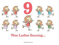 9 ladies dancing wall card