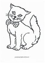 cat with bow tie coloring page