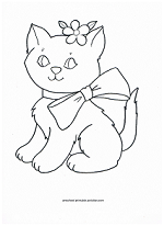 kitten with bow coloring page