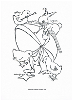 easter bunnies and chicks coloring page