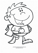boy with backpack going to school coloring page