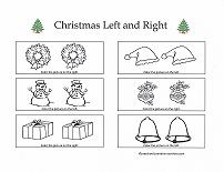 left and right worksheet with christmas theme