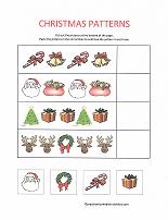 follow the pattern worksheet with christmas theme