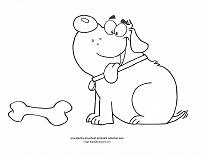 dog and bone coloring page