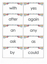 Flashcards of Dolch sight words
