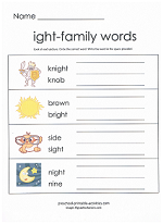 ight family worksheet