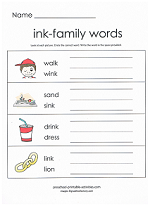 ink family worksheet