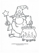 wizard and cauldron coloring page