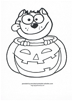 cat in pumpkin coloring page