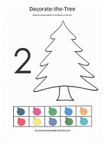number 2 cut and paste activity decorating the christmas tree
