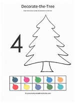 number 4 cut and paste decorate the christmas tree activity