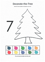 number 7 cut and paste decorate the christmas tree activity
