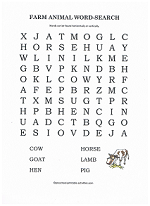 farm animal word search