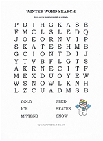 winter word search for kids