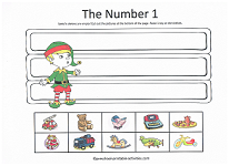 number 1 cut and paste activity with elf on the shelf theme