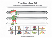 number 10 cut and paste activity with christmas theme