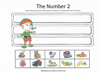 number 2 worksheet with elf on the shelf theme