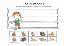 number 7 cut and paste activity for christmastime