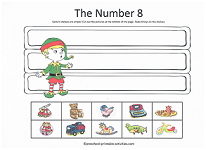 number 8 cut and paste activity for christmastime