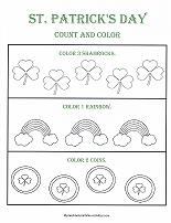 count and color worksheet for st patrick's day
