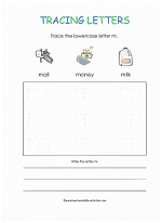 tracing m worksheet