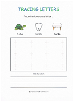 tracing t worksheet