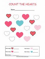 valentine's day counting worksheet