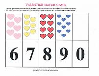 valentines day number match game 5-9