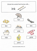 ink family worksheet