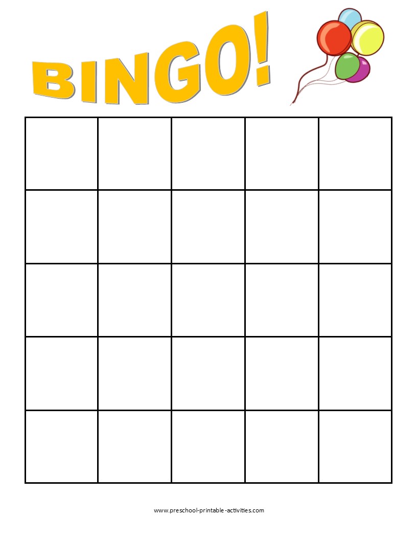 printable blank bingo game board