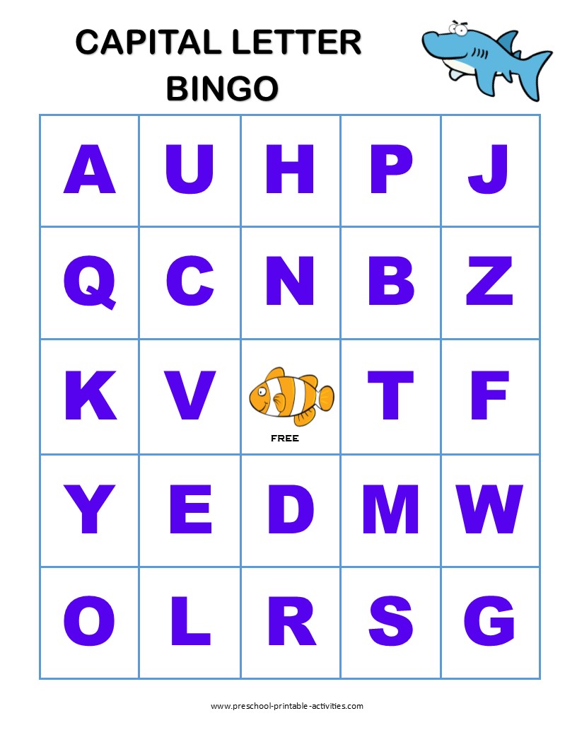 Capital Letter Bingo Board for Preschoolers