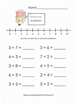 addition number line worksheet