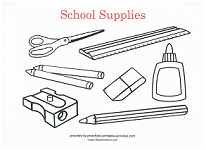school supplies coloring page