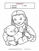 girl with teddy bear coloring by number page