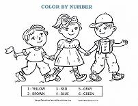 children at parade color by number