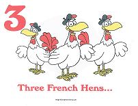 3 french hens wall card