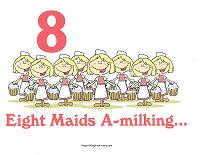 8 maids a milking wall card